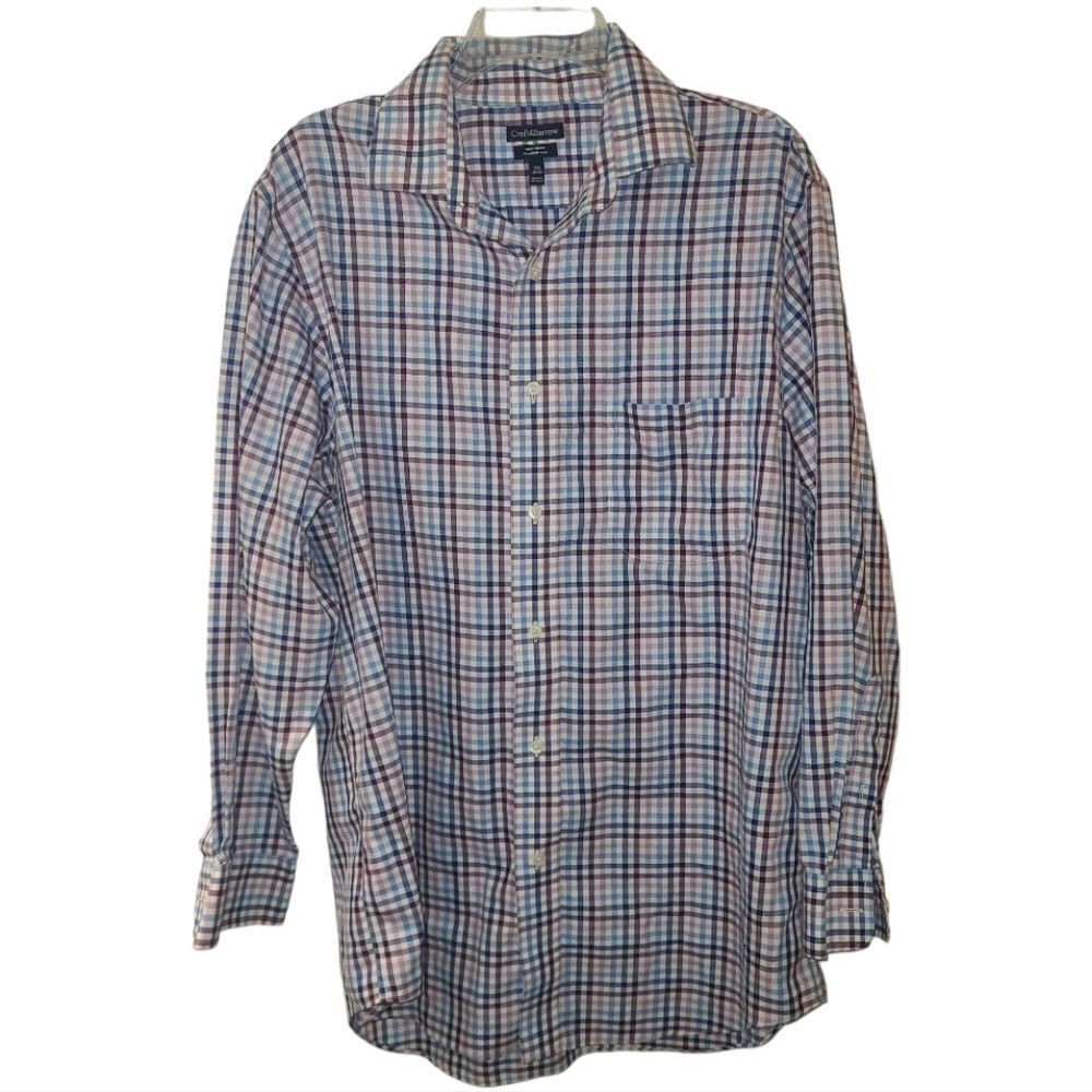Croft & Borrow Purple Plaid Non Iron Men's Button Down